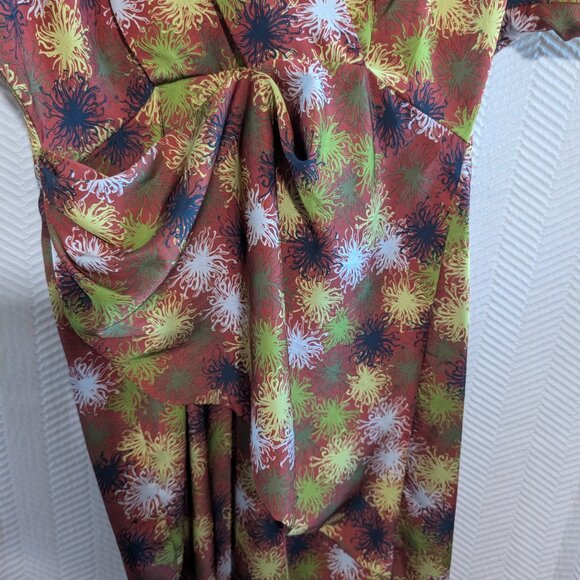 Costello Tagliapietra Designer Wrap Dress Draped Satin Exposed Zipper Size 10 - Picture 8 of 14